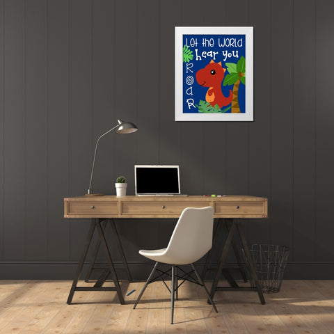 Dino II White Modern Wood Framed Art Print by Quach, Anna