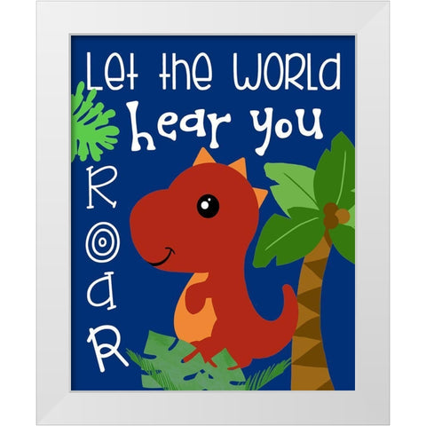 Dino II White Modern Wood Framed Art Print by Quach, Anna