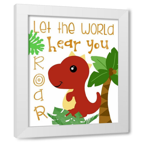 Dino Party II White Modern Wood Framed Art Print by Quach, Anna