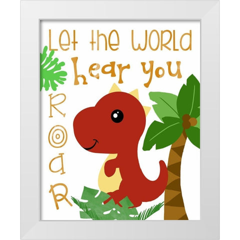 Dino Party II White Modern Wood Framed Art Print by Quach, Anna