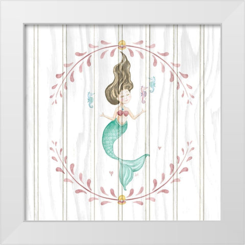 Mermaid on Wood I White Modern Wood Framed Art Print by Metz, Andi