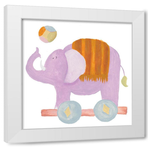 Whimsical Elephant White Modern Wood Framed Art Print by Medley, Elizabeth