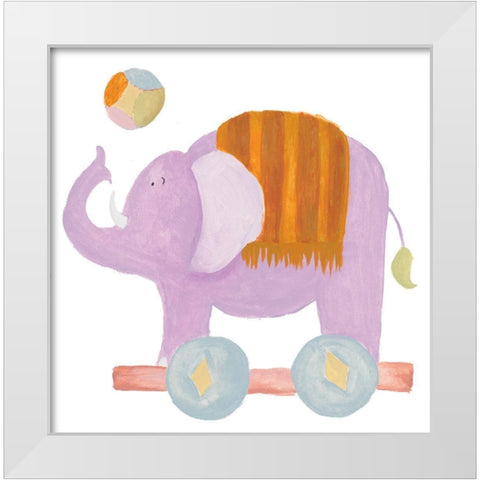 Whimsical Elephant White Modern Wood Framed Art Print by Medley, Elizabeth