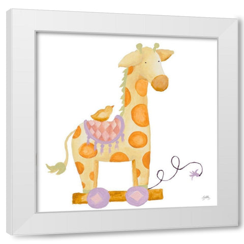 Whimsical Giraffe White Modern Wood Framed Art Print by Medley, Elizabeth