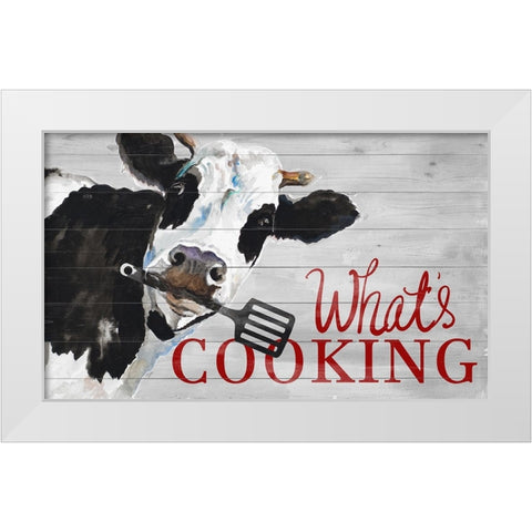 Whats Cooking White Modern Wood Framed Art Print by Pinto, Patricia