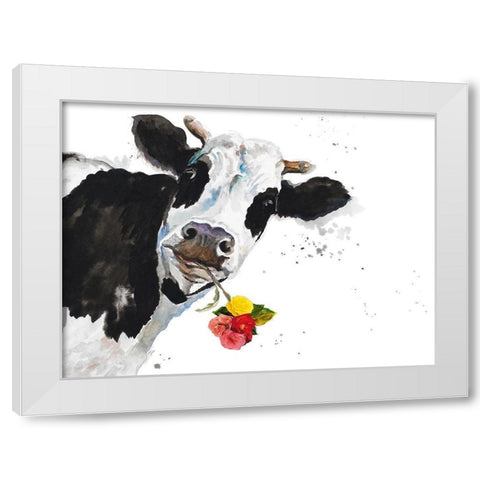 Crazy Cow White Modern Wood Framed Art Print by Pinto, Patricia