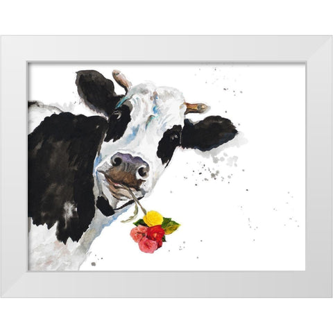 Crazy Cow White Modern Wood Framed Art Print by Pinto, Patricia