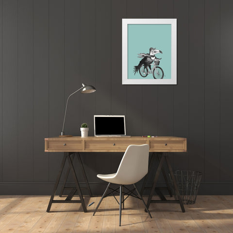 What a Wild Ride on Teal II White Modern Wood Framed Art Print by Medley, Elizabeth