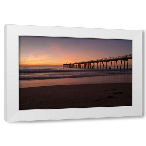 Sunset Pacific Pier I White Modern Wood Framed Art Print by Bill Carson Photography
