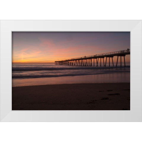 Sunset Pacific Pier I White Modern Wood Framed Art Print by Bill Carson Photography