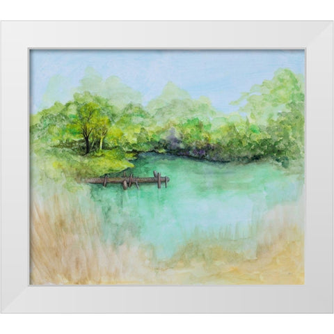 Watercolor River White Modern Wood Framed Art Print by Gaynor, Janice