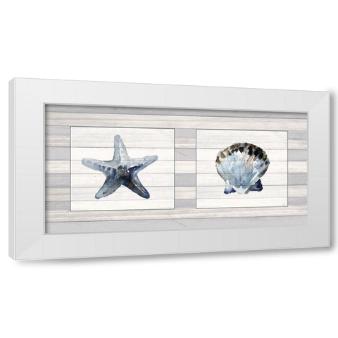 Starfish And Shell Duo White Modern Wood Framed Art Print by Loreth, Lanie