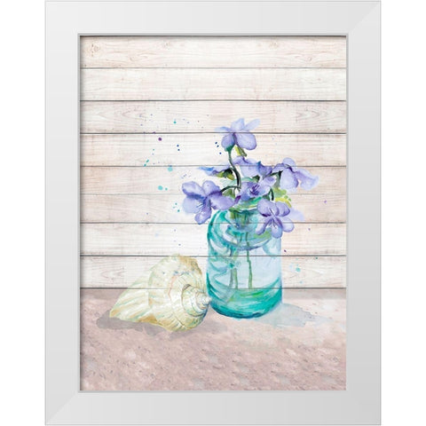 Fresh Flowers And Shells II White Modern Wood Framed Art Print by Pinto, Patricia