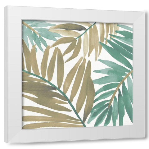 Teal Palm Design Square I White Modern Wood Framed Art Print by Loreth, Lanie
