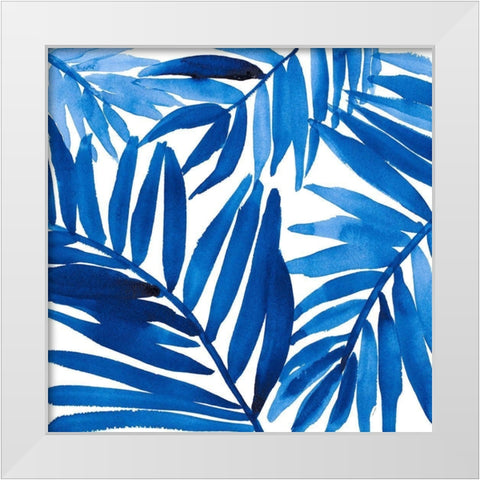 Blue Palm Design I White Modern Wood Framed Art Print by Loreth, Lanie