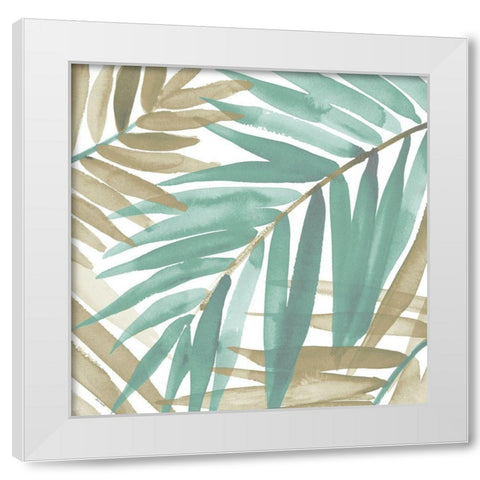 Teal Palm Design Square II White Modern Wood Framed Art Print by Loreth, Lanie