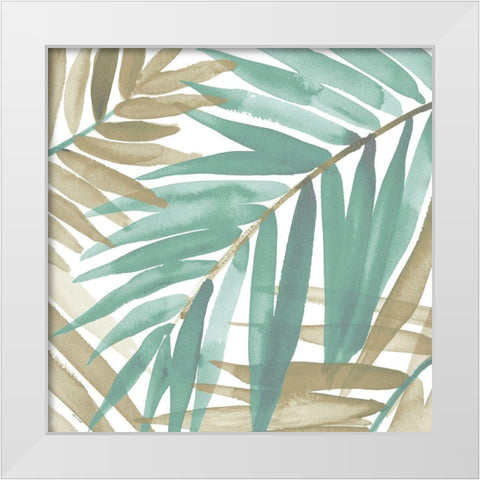 Teal Palm Design Square II White Modern Wood Framed Art Print by Loreth, Lanie