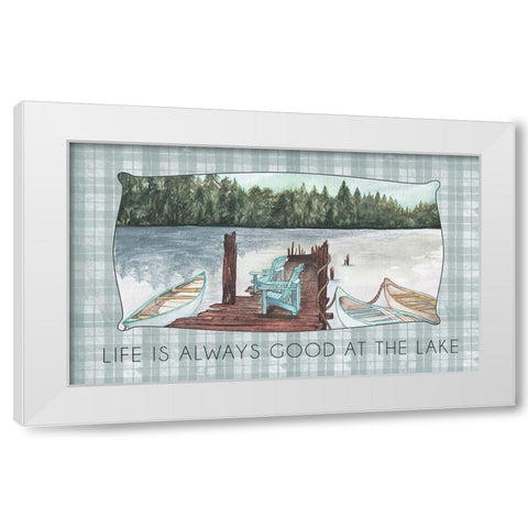 Life Is Always Good At The Lake White Modern Wood Framed Art Print by Medley, Elizabeth