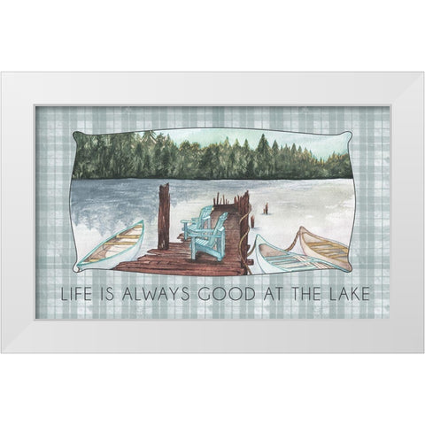 Life Is Always Good At The Lake White Modern Wood Framed Art Print by Medley, Elizabeth