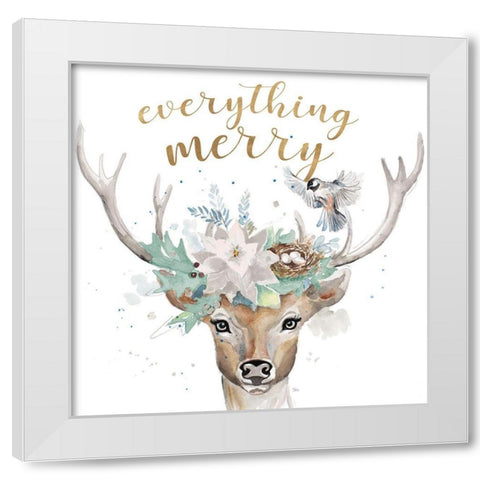 Everything Merry White Modern Wood Framed Art Print by Pinto, Patricia