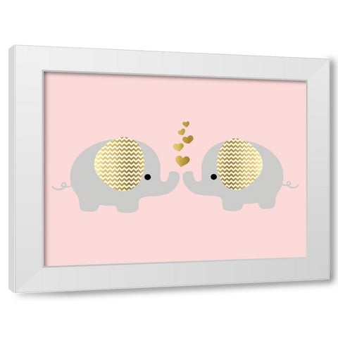 Baby Ele Love White Modern Wood Framed Art Print by Quach, Anna