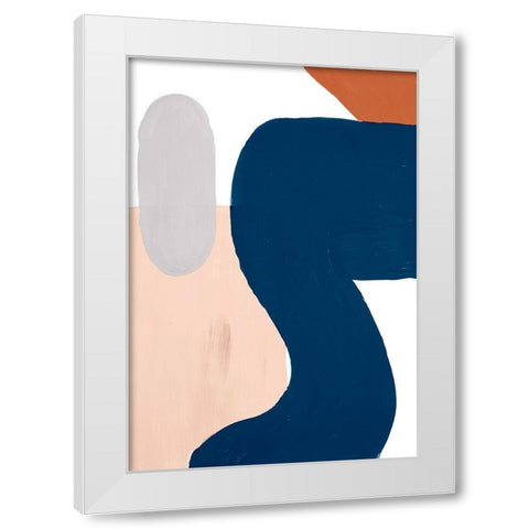 Spirit Navy Shapes Vertical White Modern Wood Framed Art Print by Bryant, Susan