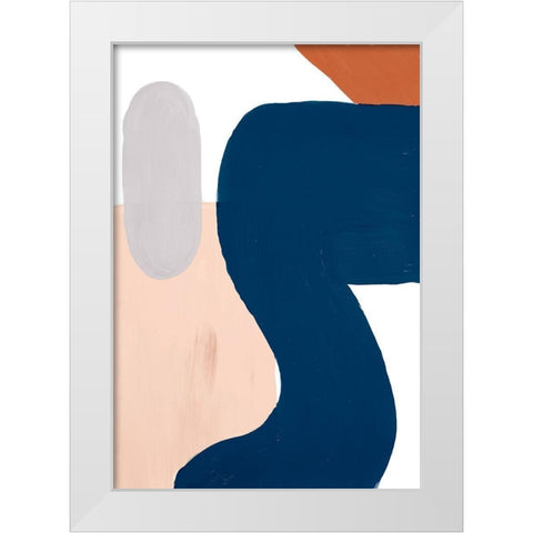Spirit Navy Shapes Vertical White Modern Wood Framed Art Print by Bryant, Susan