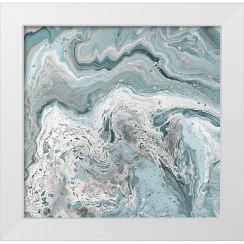 Deep Teal Sea White Modern Wood Framed Art Print by DeRice, Julie
