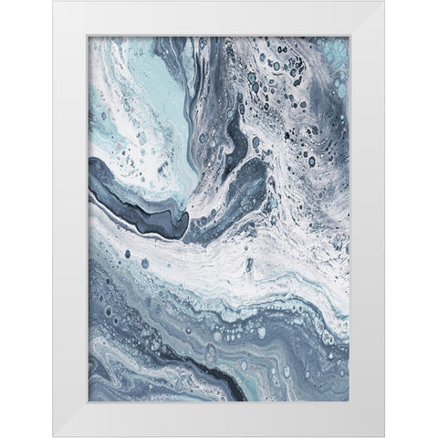 Blue Oil Spill II White Modern Wood Framed Art Print by DeRice, Julie