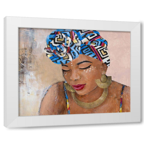 Adorned African Woman White Modern Wood Framed Art Print by Loreth, Lanie