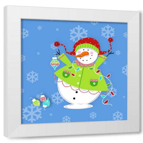Silly Snowman Christmas III White Modern Wood Framed Art Print by Mosher, Deidre