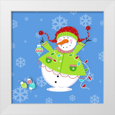 Silly Snowman Christmas III White Modern Wood Framed Art Print by Mosher, Deidre