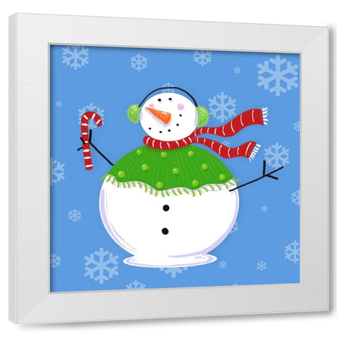 Silly Snowman Christmas I White Modern Wood Framed Art Print by Mosher, Deidre