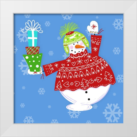 Silly Snowman Christmas II White Modern Wood Framed Art Print by Mosher, Deidre