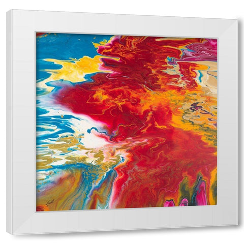 Red Blizzard White Modern Wood Framed Art Print by Gonzalez, Roberto