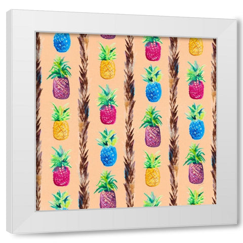 Pineapple Jam Pattern White Modern Wood Framed Art Print by Loreth, Lanie