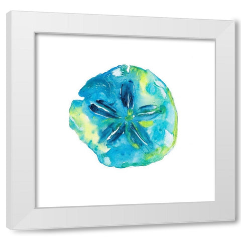 Deep Blue Sand Dollar White Modern Wood Framed Art Print by DeRice, Julie