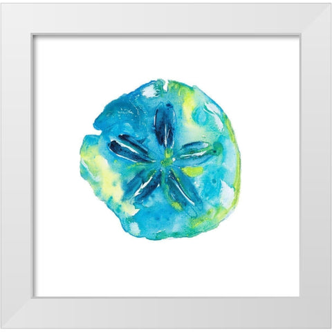Deep Blue Sand Dollar White Modern Wood Framed Art Print by DeRice, Julie