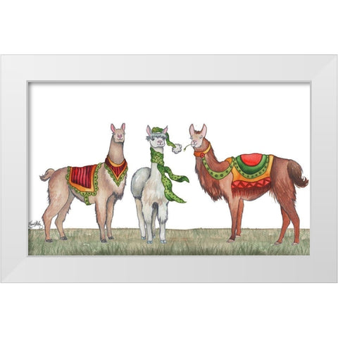 Christmas Llamas White Modern Wood Framed Art Print by Medley, Elizabeth