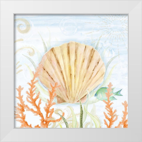 Ocean Life Shell White Modern Wood Framed Art Print by Gaynor, Janice