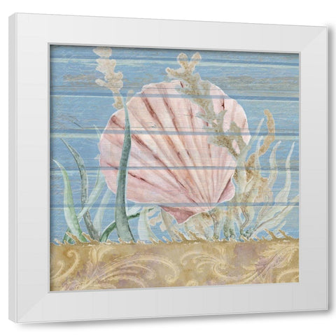 Ocean Floor Blue Square I White Modern Wood Framed Art Print by Gaynor, Janice