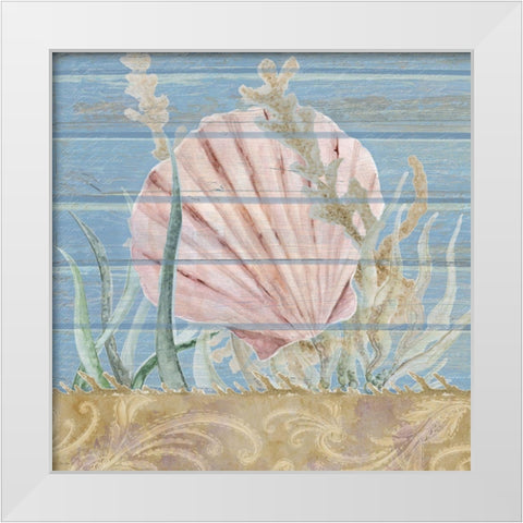 Ocean Floor Blue Square I White Modern Wood Framed Art Print by Gaynor, Janice