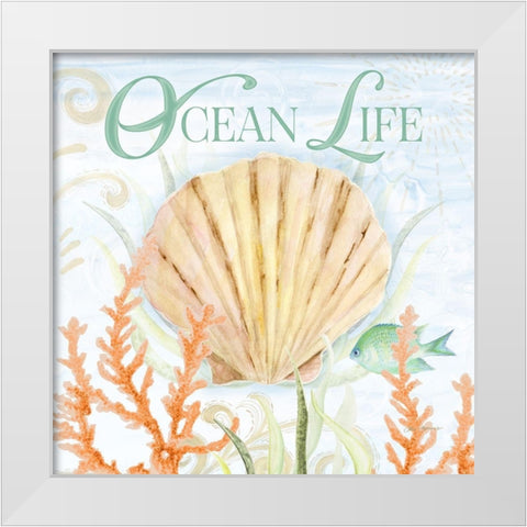 Ocean Life White Modern Wood Framed Art Print by Gaynor, Janice