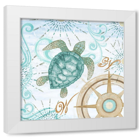 Teal Coastal Collection II White Modern Wood Framed Art Print by Gaynor, Janice