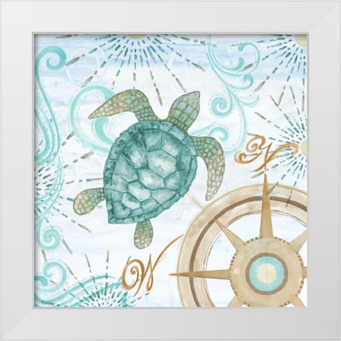 Teal Coastal Collection II White Modern Wood Framed Art Print by Gaynor, Janice