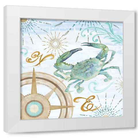 Teal Coastal Collection IV White Modern Wood Framed Art Print by Gaynor, Janice