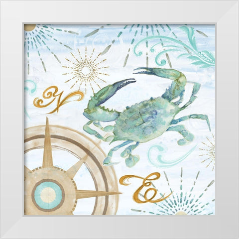 Teal Coastal Collection IV White Modern Wood Framed Art Print by Gaynor, Janice