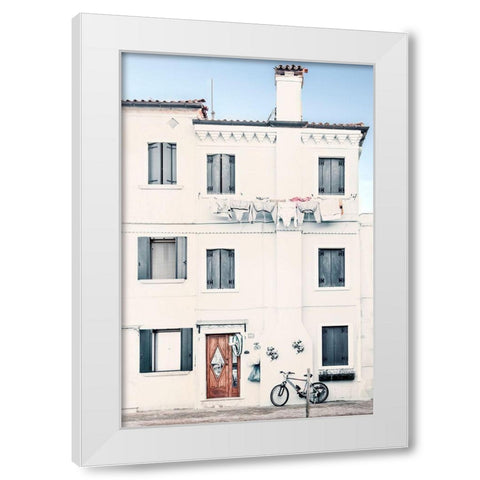 Quiet Mediterranean Village White Modern Wood Framed Art Print by Amos, Andy