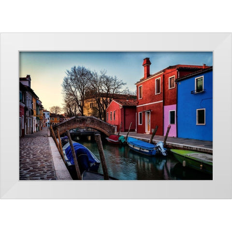 Burano White Modern Wood Framed Art Print by Amos, Andy