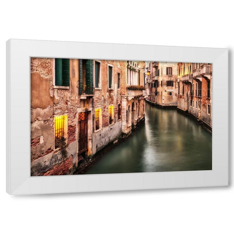 Venice Twilight White Modern Wood Framed Art Print by Amos, Andy
